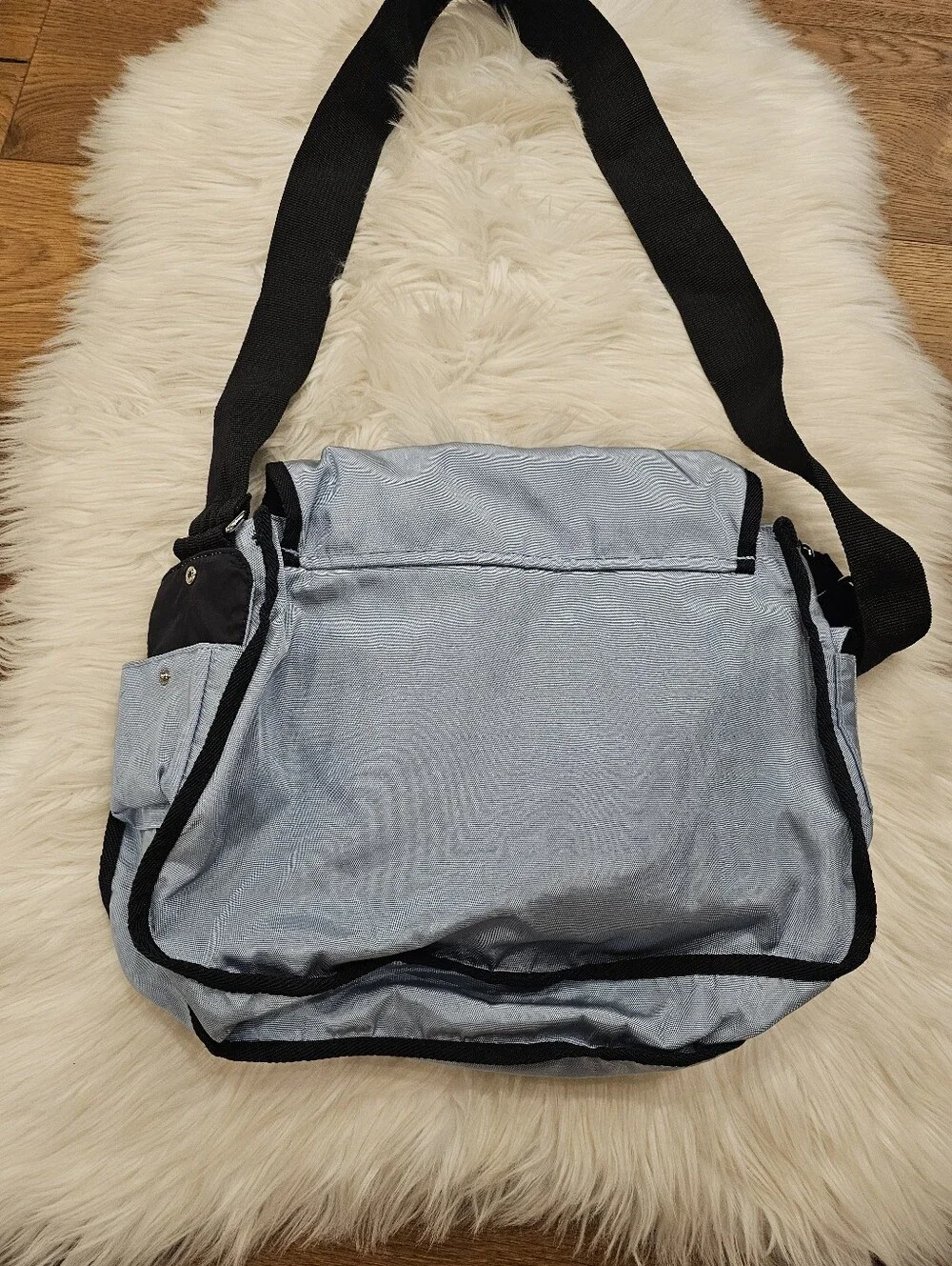 Vintage Old Navy Light Blue Crossbody Bag with Black Trim